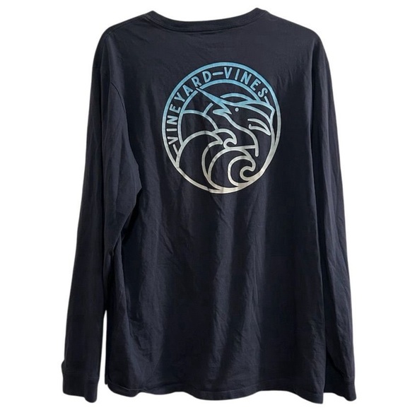 Vineyard Vines Men's Navy Blue Marlin Crest Long-Sleeve Pocket Tee Size L - Picture 8 of 9